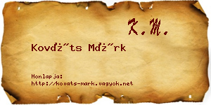 Kováts Márk névjegykártya